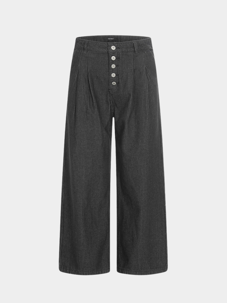 MistRidge - Women's Striped Wide-Leg Straight Pants