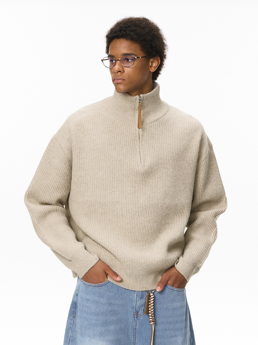 Thistle - Unisex Half-Zip High-Neck Knit Sweater