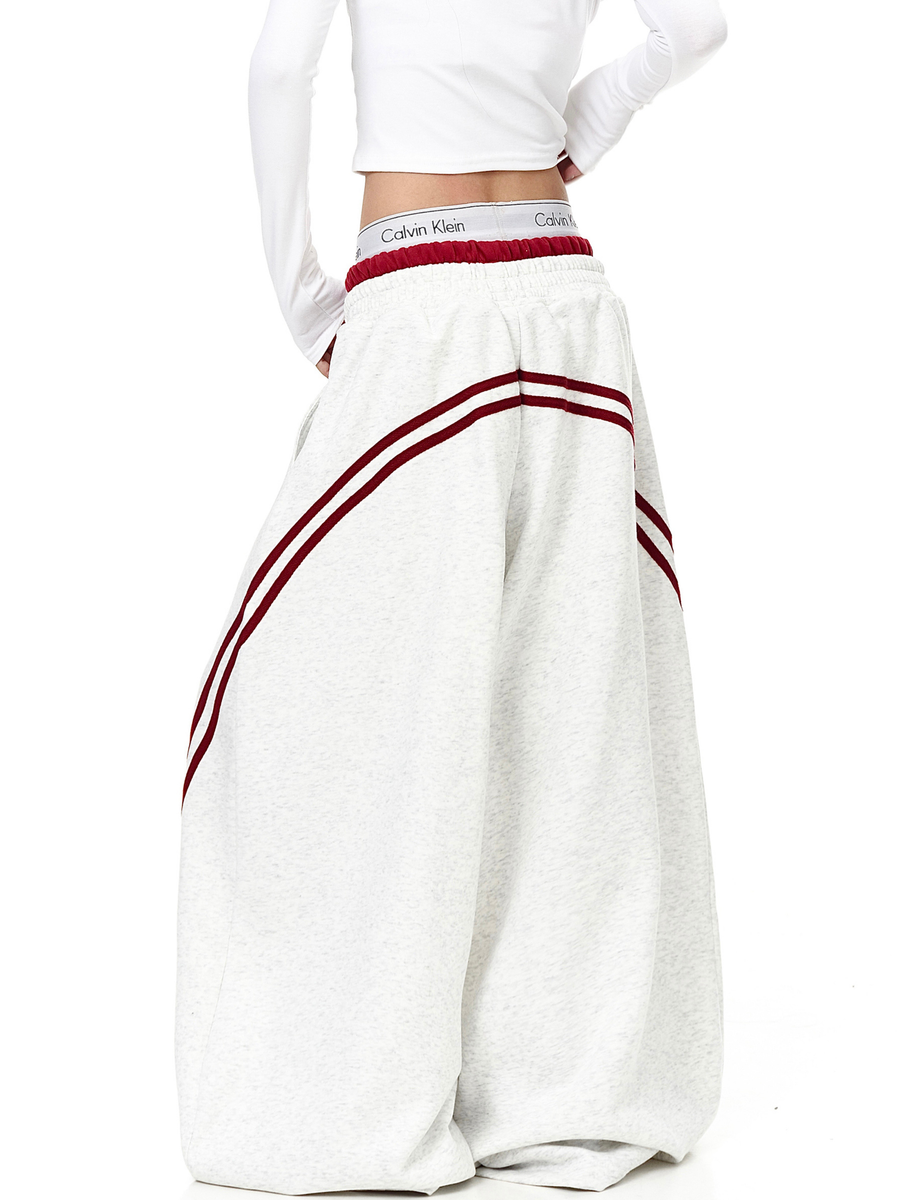 Iceveil -Women's Double-Waist Blade-Cut Wide-Leg Sweatpants