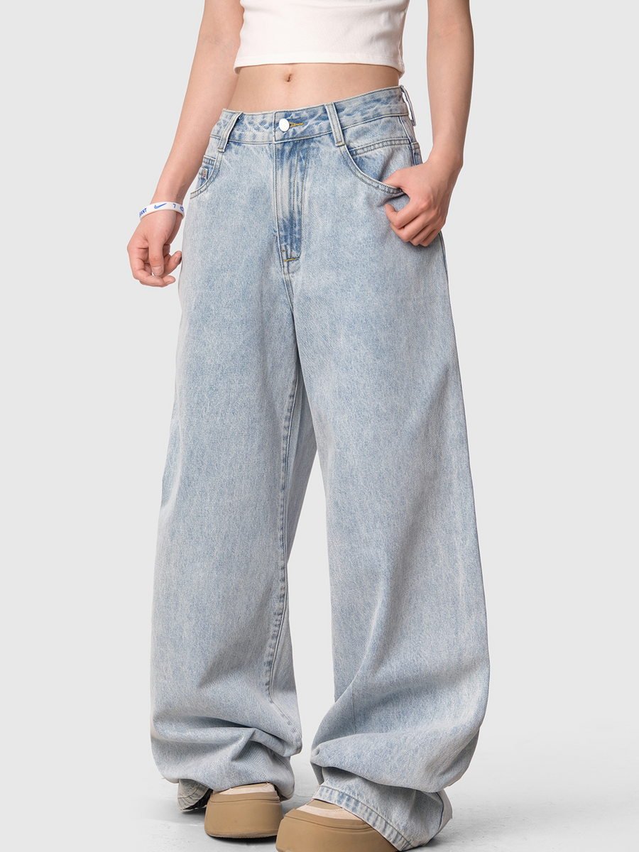 Frostborn - Women's Straight Washed Floor-Length Jeans