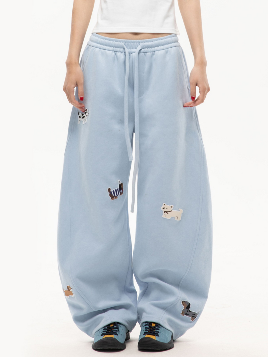 FrostView - Women's Dachshund Patch Embroidery Straight Leg Pants