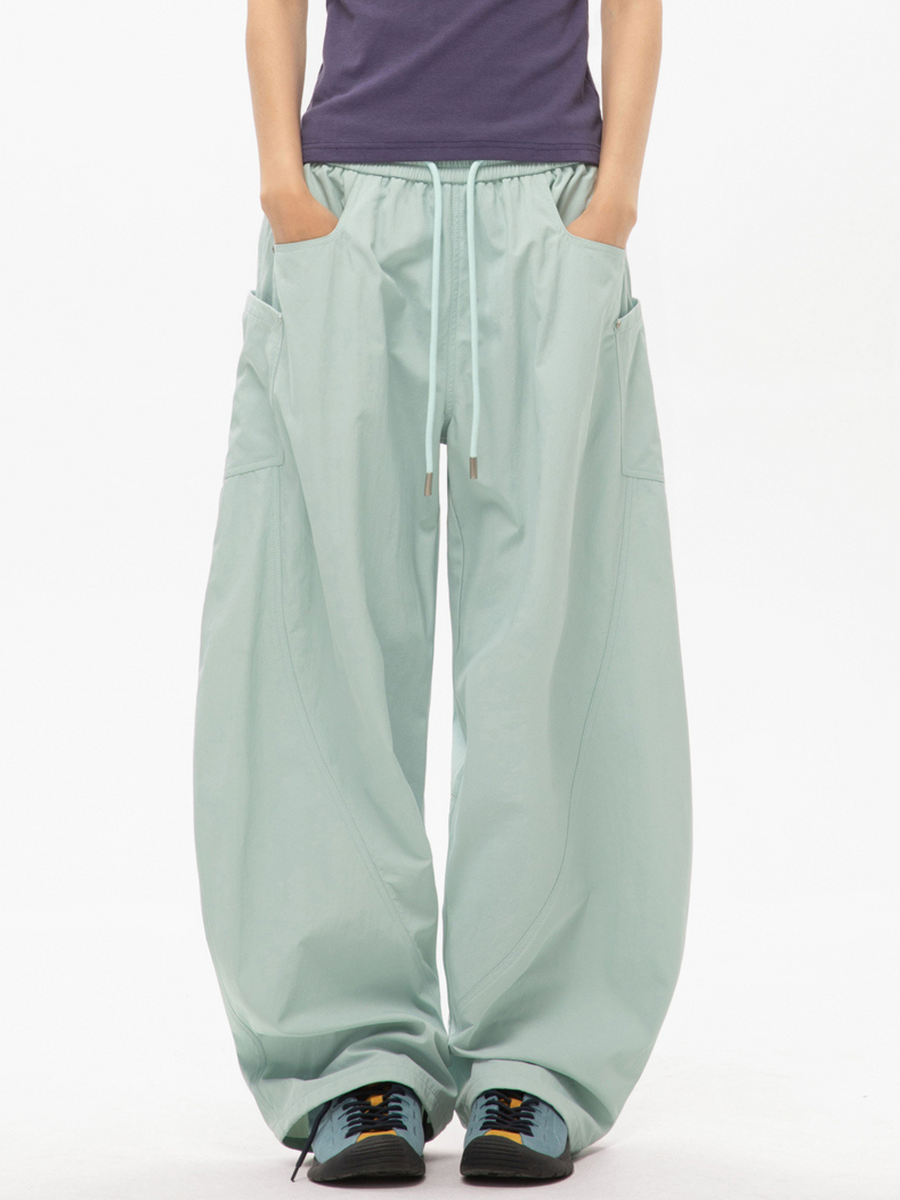 Rocky - Women's Multi-Pocket Contrast-Stitch Loose Straight Scimitar Pants