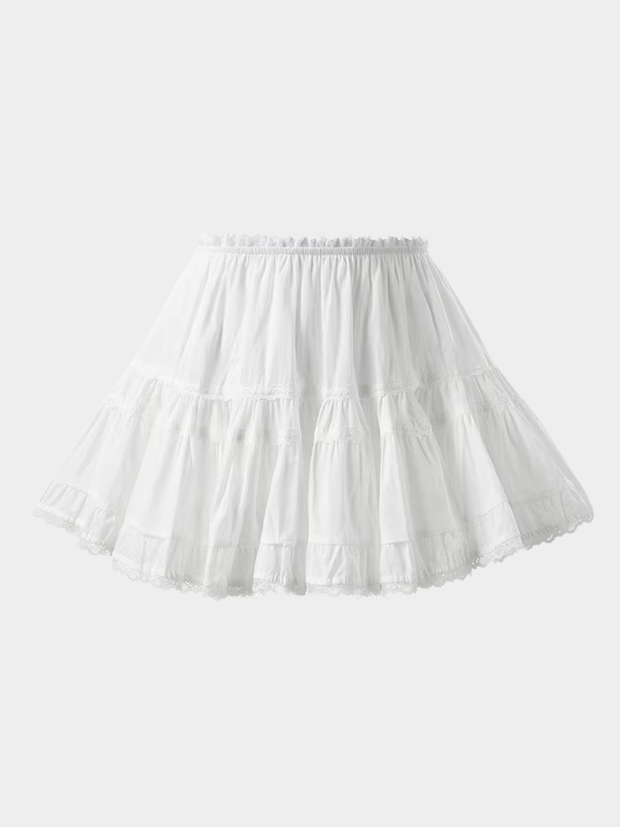 Cragdash - Women's Low-Rise Lace-Trim Puffy Mini Skirt