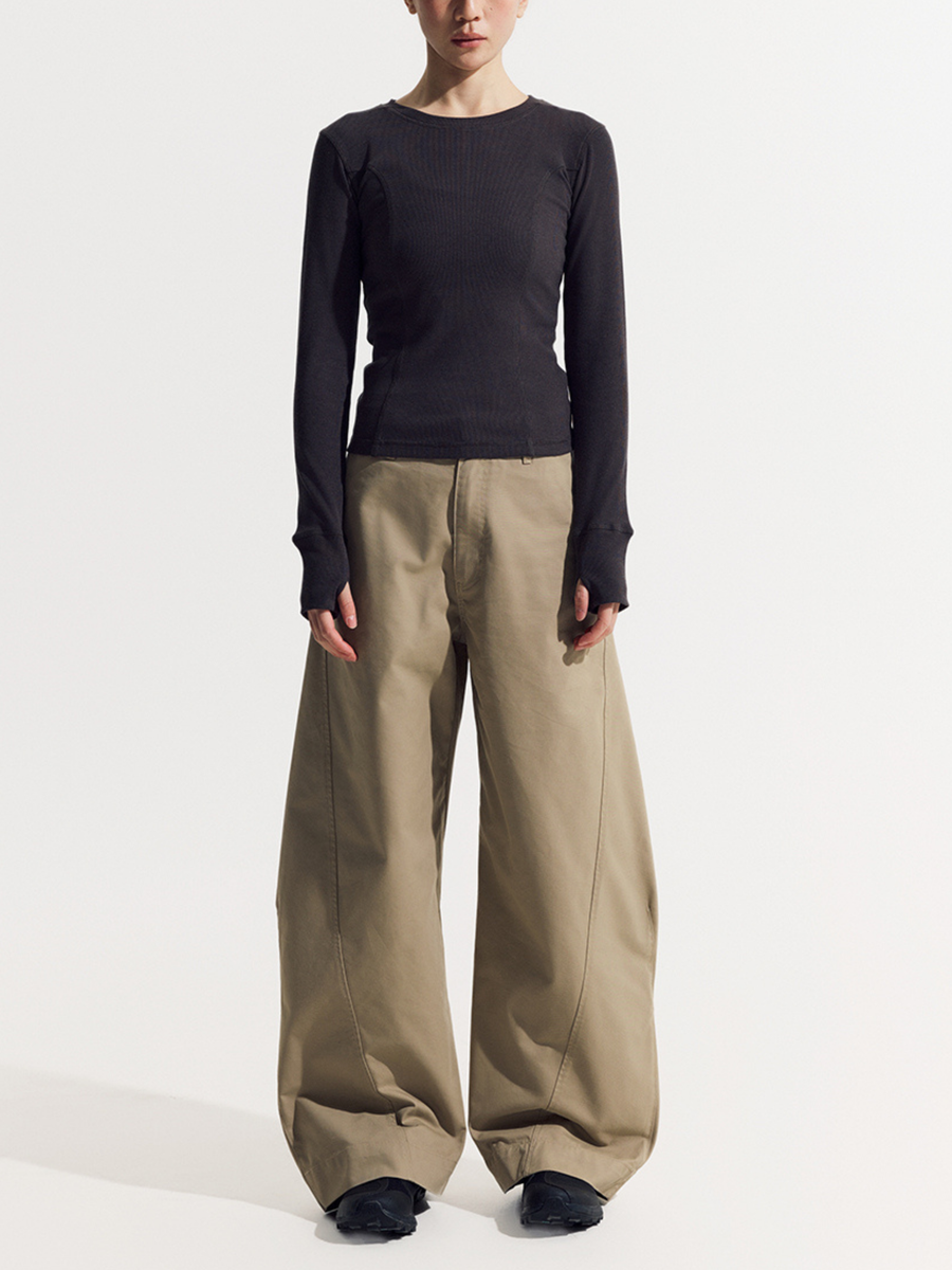 EagleView - Minimalist Wide-Cut Bamboo Wool Curved Pants