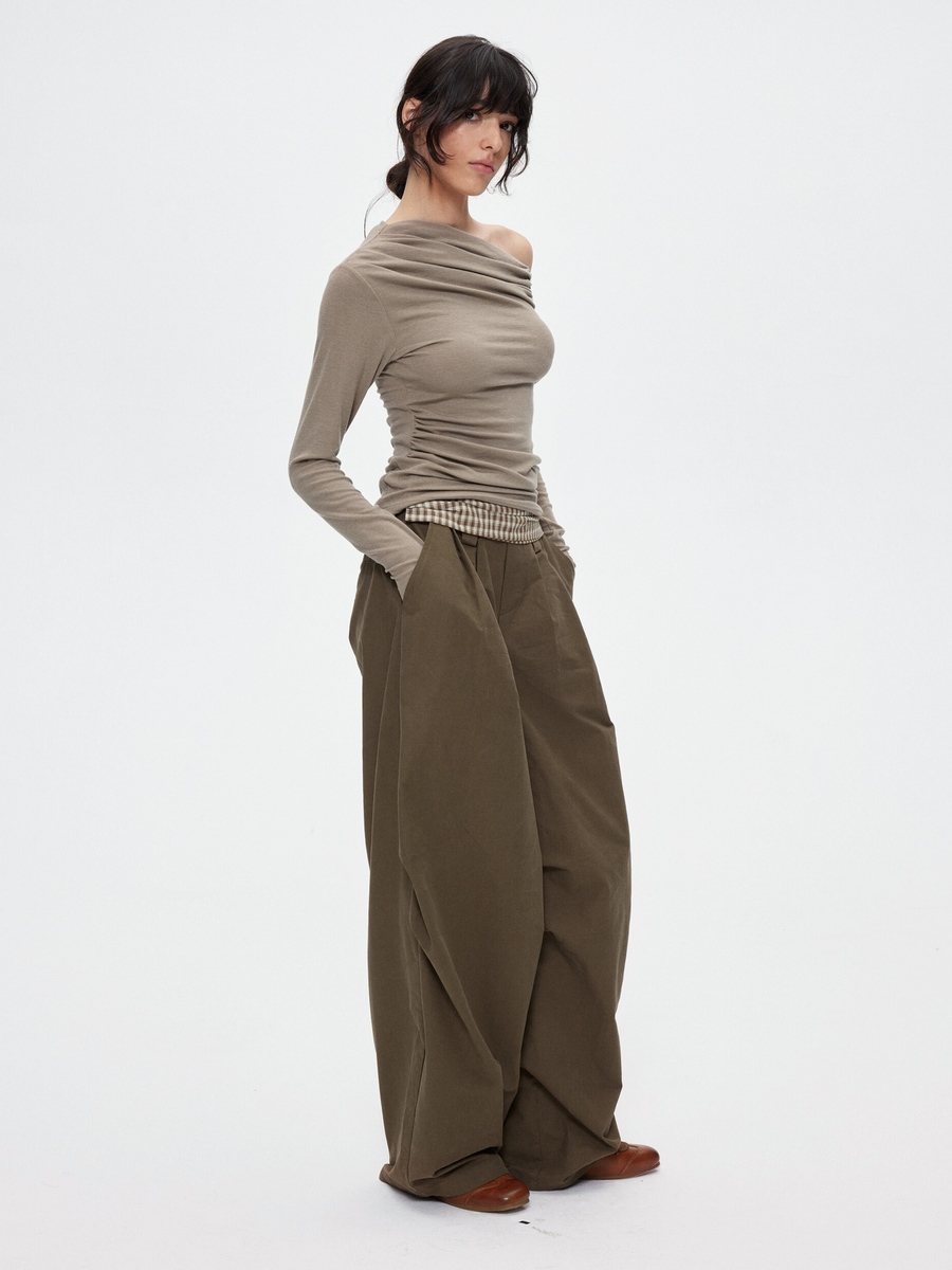 Terracast - Women's Pleated Panelled Waist Straight-Leg Pants