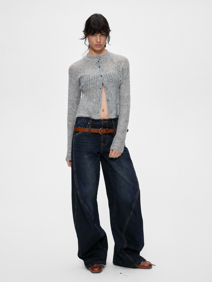 Ashglow - Women's Wool-Mohair Blend Buttoned Sweater