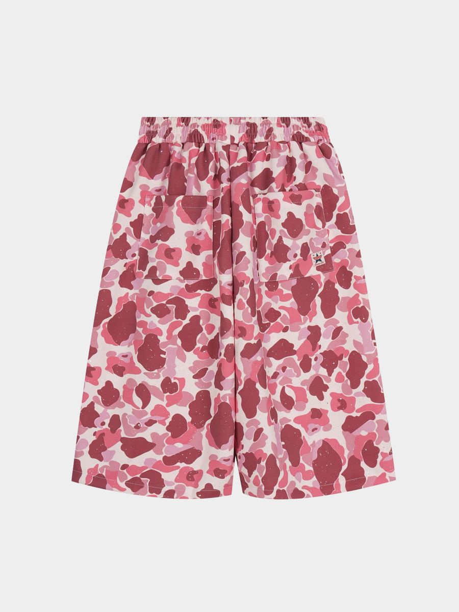 Underflow - Women's Camouflage Elastic Waist Wide-Leg Cropped Pants