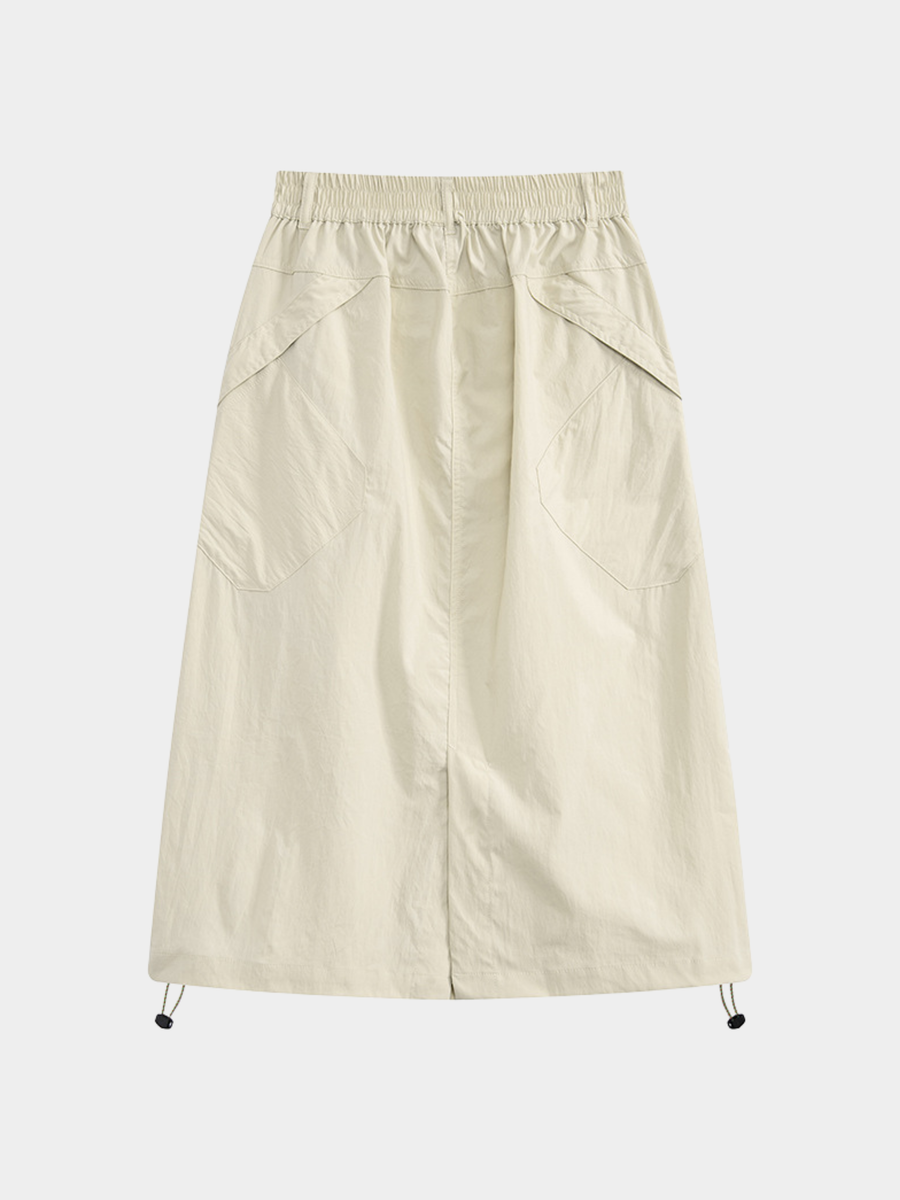 MontView - Women's Quick-Dry Drawstring Utility Midi Skirt