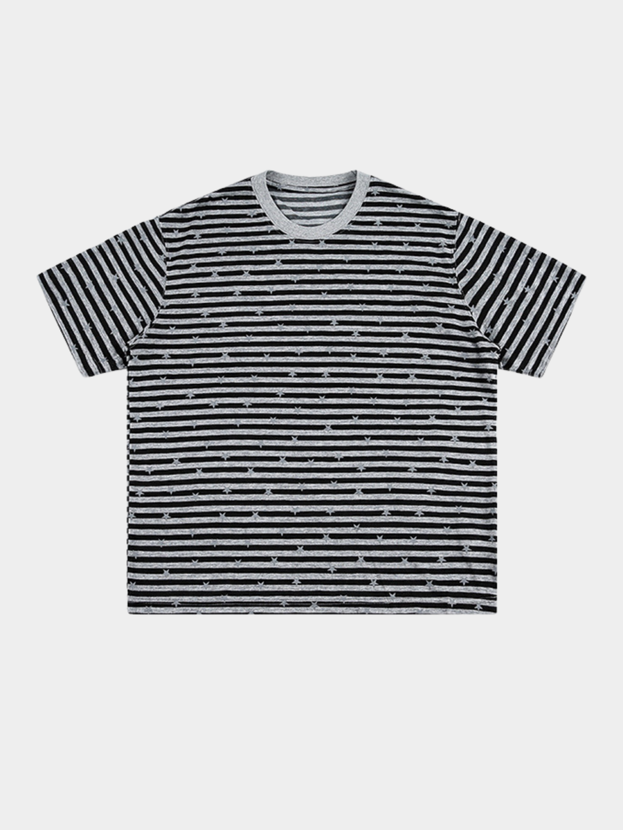 Ashdrift - Unisex Striped Star Lyocell Short Sleeve T-Shirt