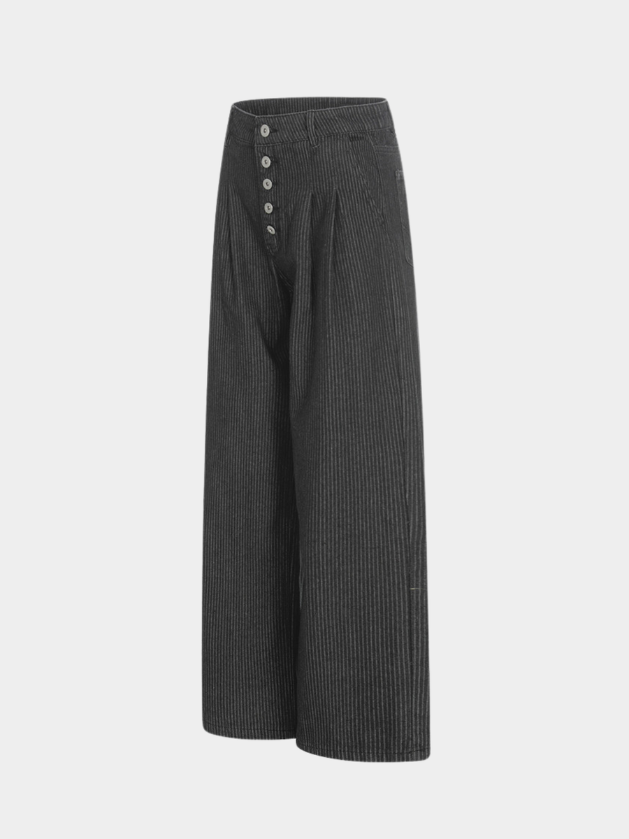 MistRidge - Women's Striped Wide-Leg Straight Pants