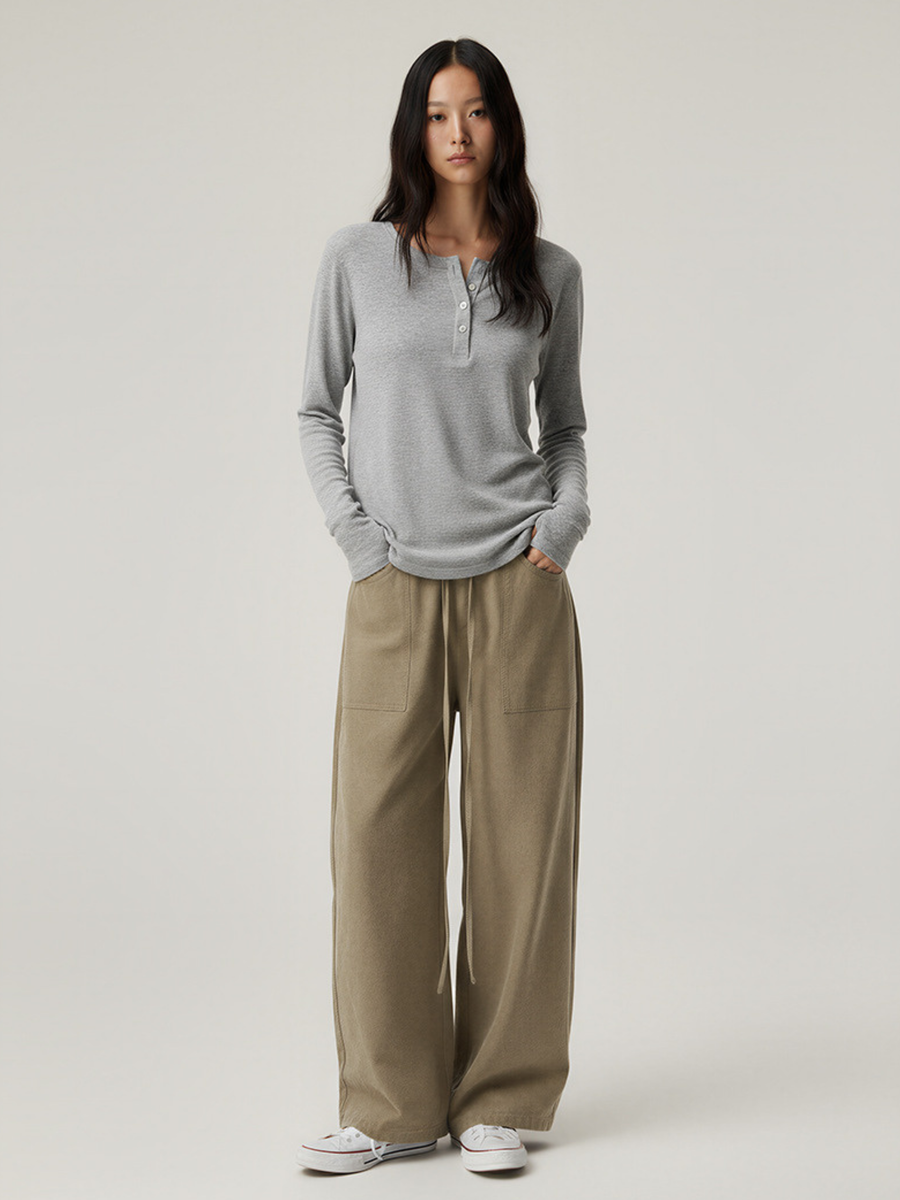 Ashford - Women's TENCEL™ Henley Neck Slim-Fit Long Sleeve