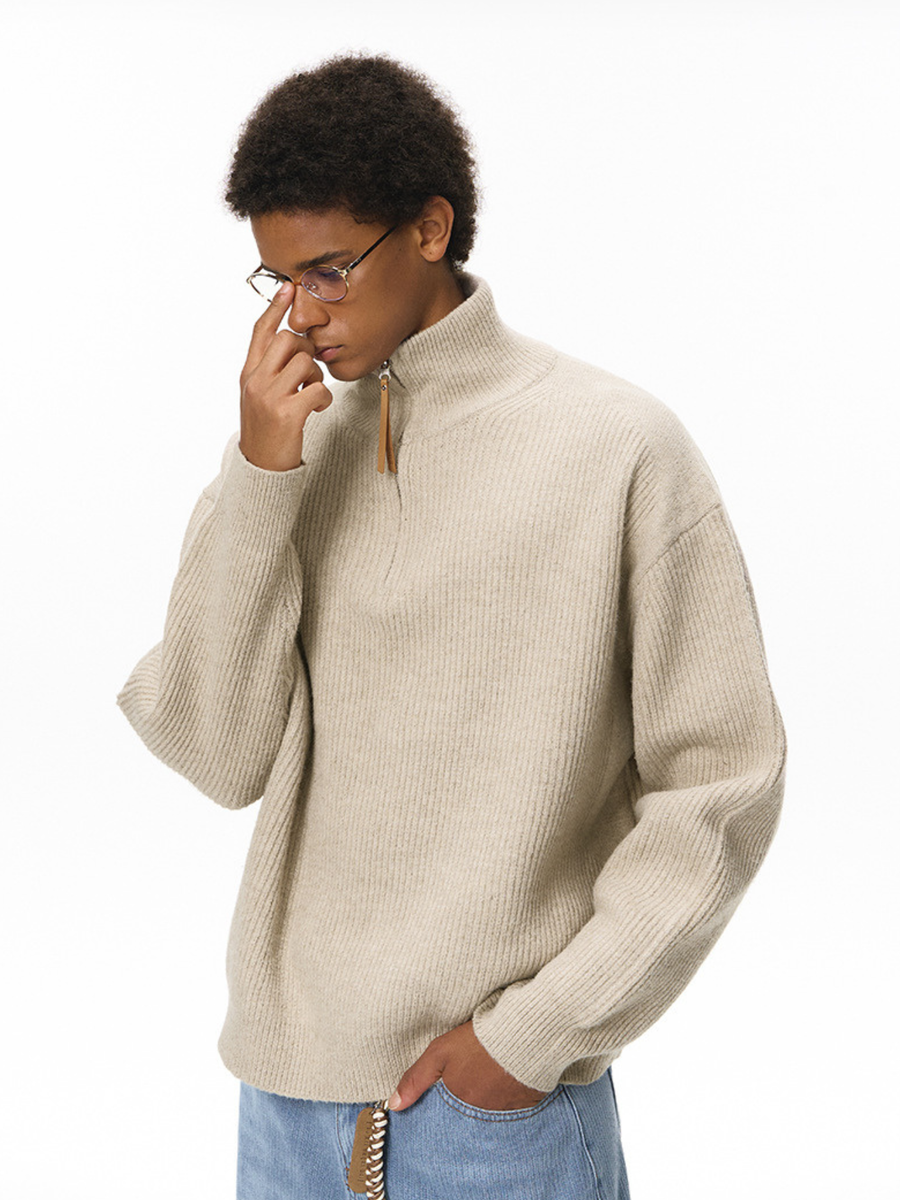 Thistle - Unisex Half-Zip High-Neck Knit Sweater