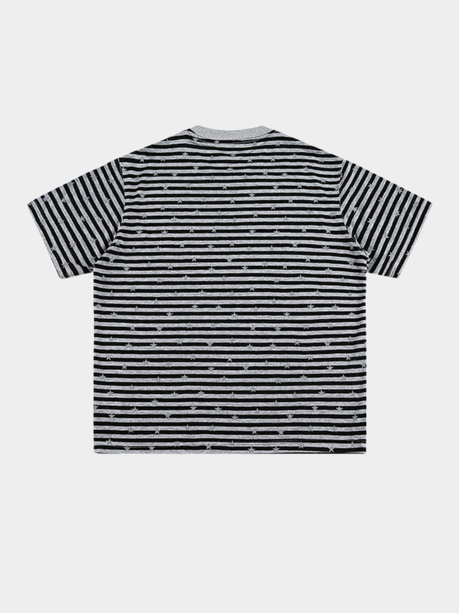 Ashdrift - Unisex Striped Star Lyocell Short Sleeve T-Shirt