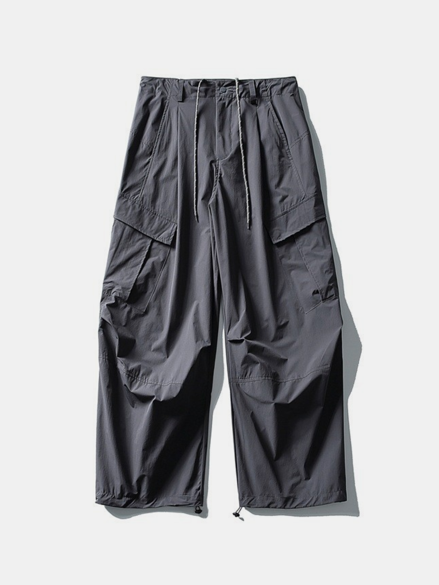 FoxSight - Unisex Lace-Up Layered Pink Curved Parachute Pants