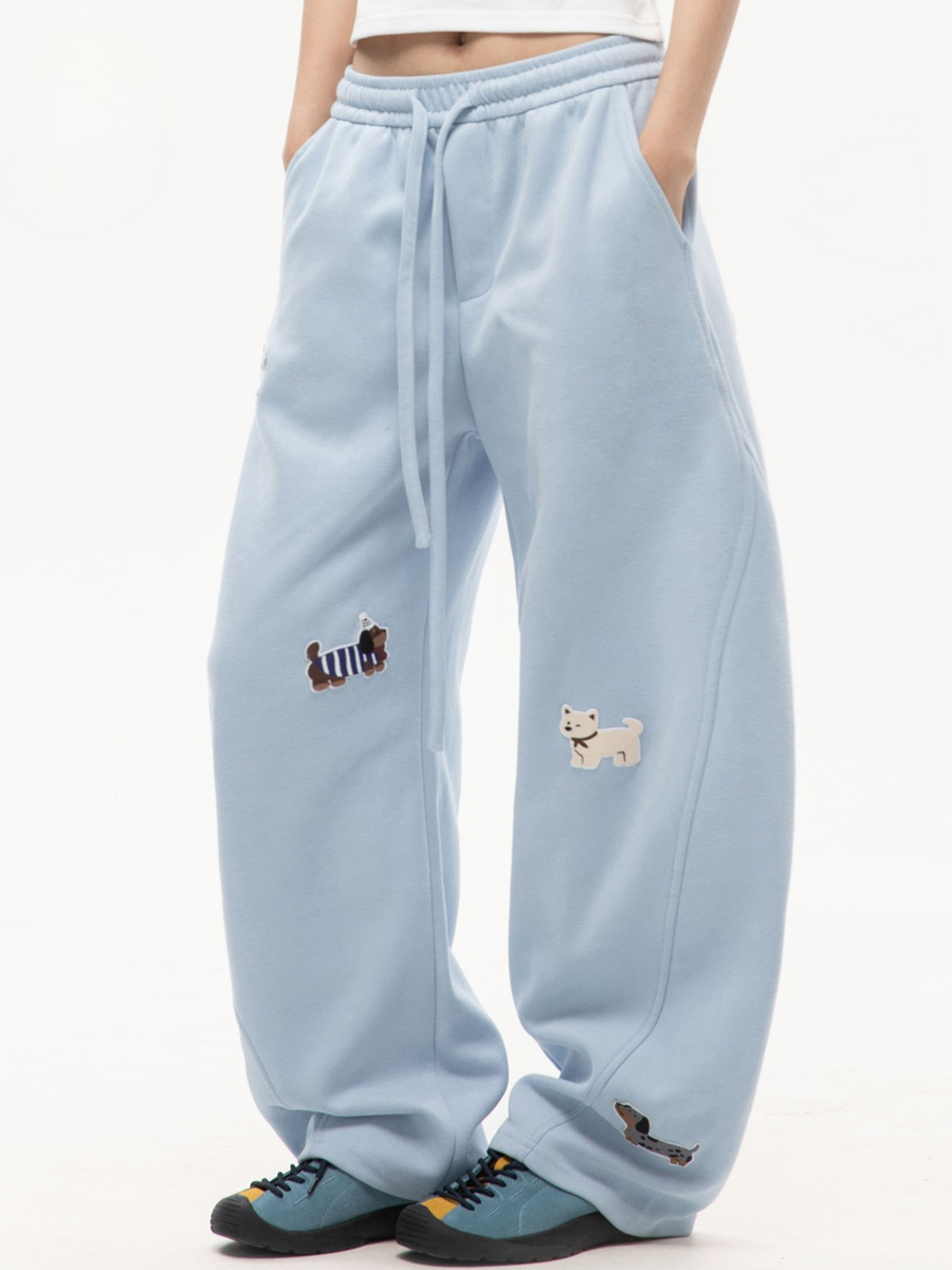 FrostView - Women's Dachshund Patch Embroidery Straight Leg Pants