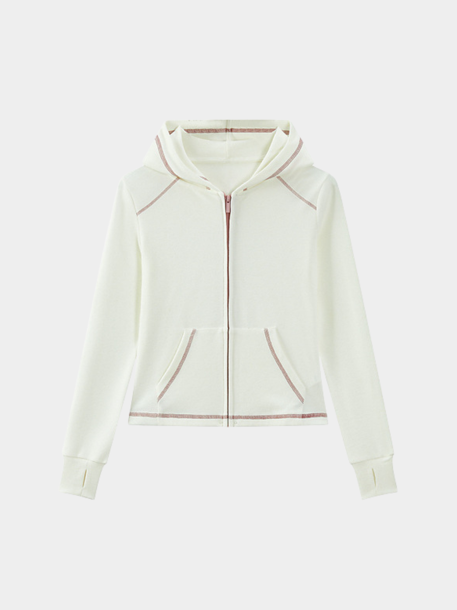 OwlCrag - Women's Slim-Fit Contrast Stitch Zip-Up Jacket