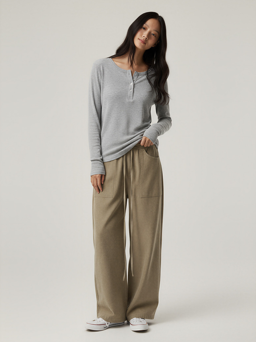 Ashford - Women's TENCEL™ Henley Neck Slim-Fit Long Sleeve
