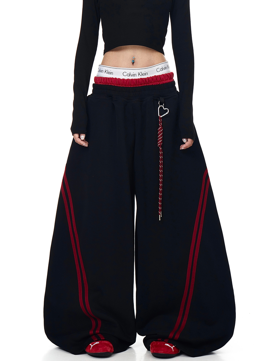 Iceveil -Women's Double-Waist Blade-Cut Wide-Leg Sweatpants