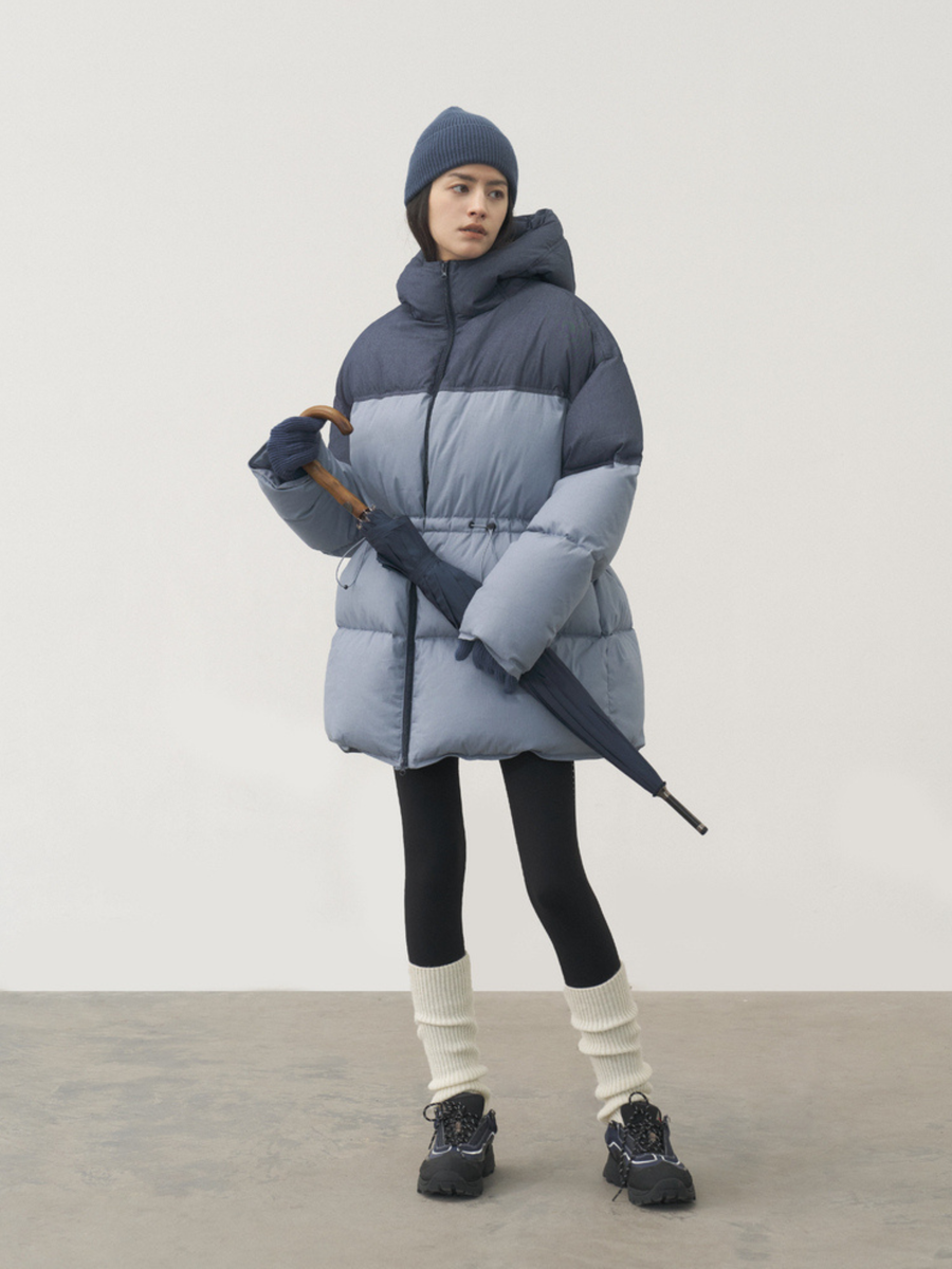 Firestone - Women's 90% White Duck Down Denim Patchwork Down Jacket
