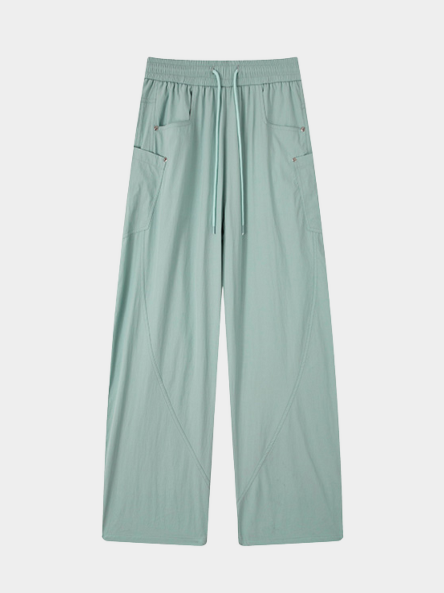 Rocky - Women's Multi-Pocket Contrast-Stitch Loose Straight Scimitar Pants