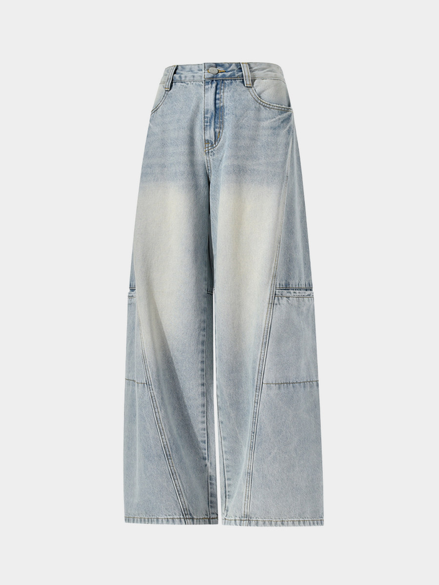 Highreach - Women's Oversized Pocket Straight-Leg Deconstructed Jeans