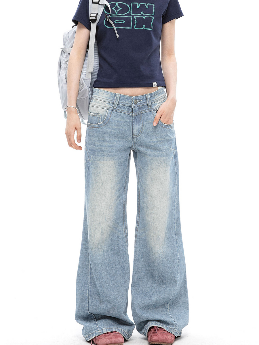Canyonclimb - Women's Washed Blue Slight Flare Straight Jeans