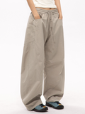 Rocky - Women's Multi-Pocket Contrast-Stitch Loose Straight Scimitar Pants