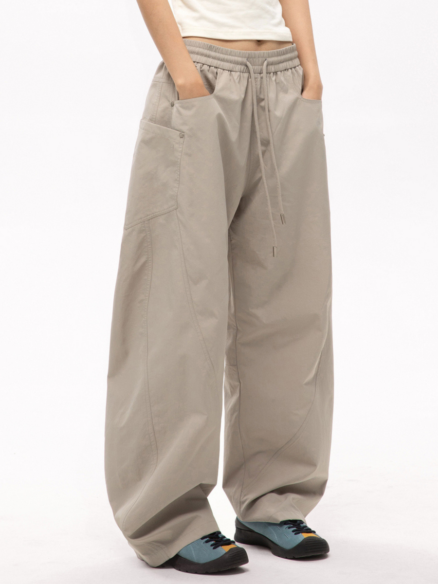 Rocky - Women's Multi-Pocket Contrast-Stitch Loose Straight Scimitar Pants