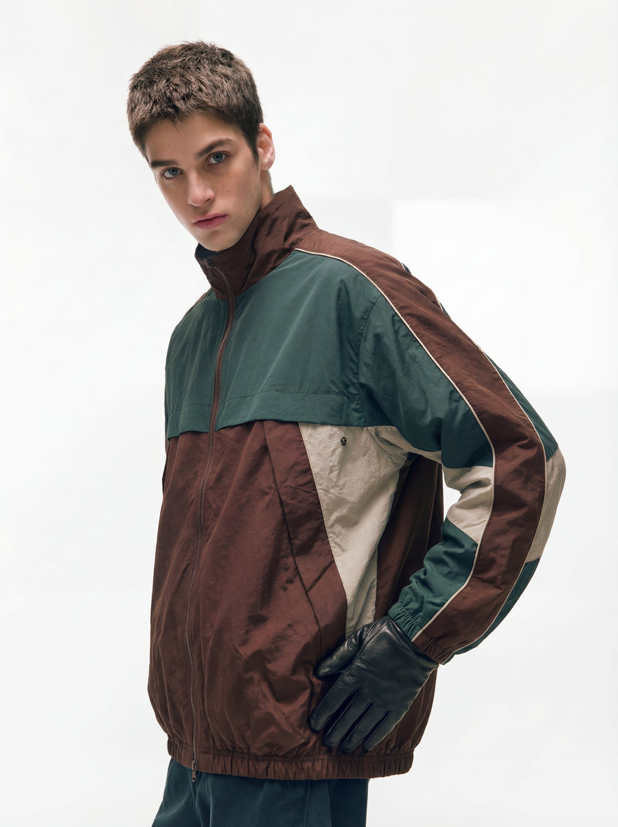 EcoFlask - Men's Retro Colorblock Stand Collar Jacket