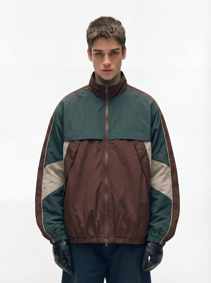 EcoFlask - Men's Retro Colorblock Stand Collar Jacket